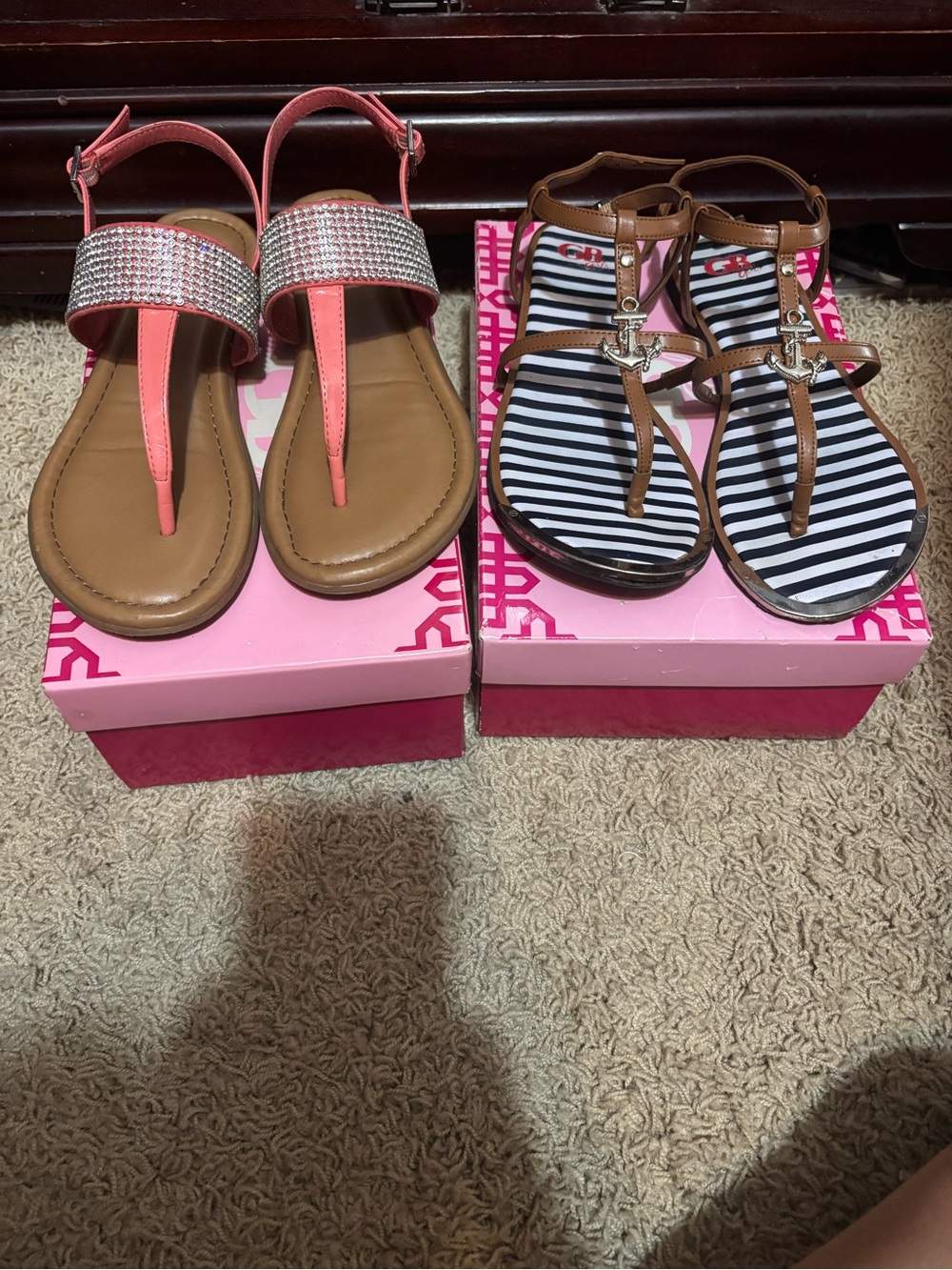 Gianni Bini Coral Rhinestone T-Strap Sandals for Kids